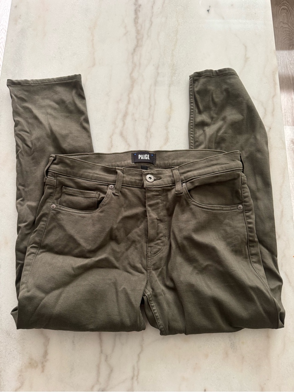 PAIGE Men's Olive Slim Stretch Jeans